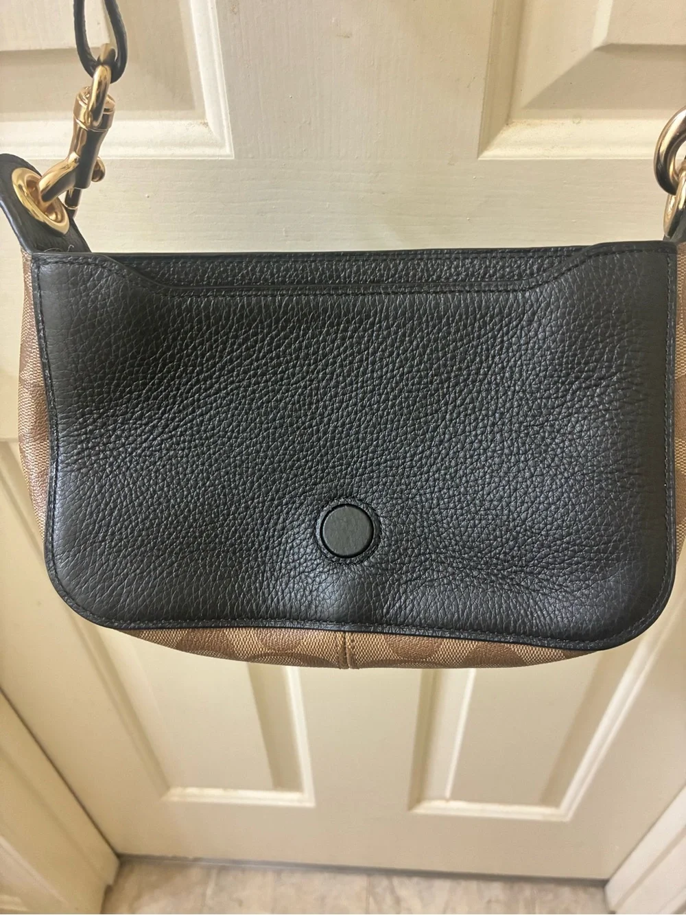 Coach Jet Messenger bag  black leather and monogrammed body NWOT